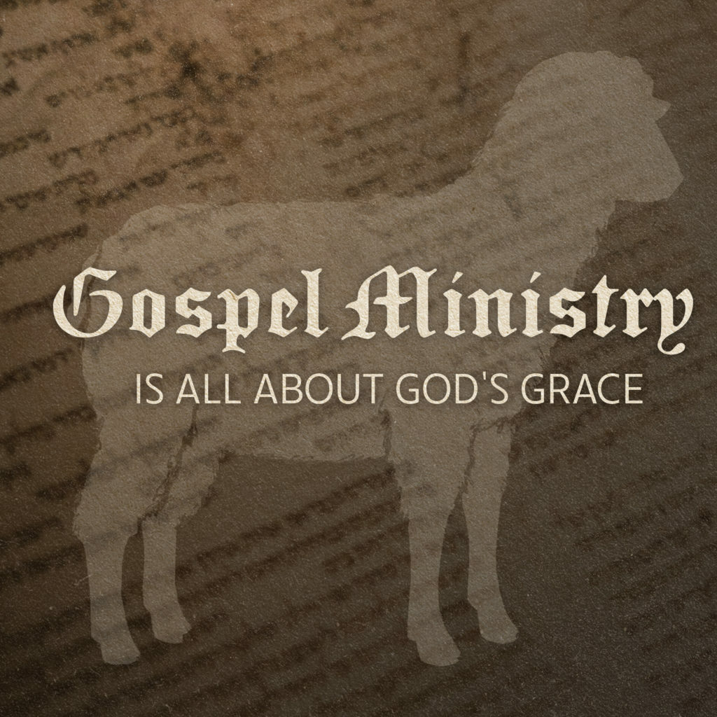 silhouette of sheep, text over: gospel ministry, it's all about god's grace