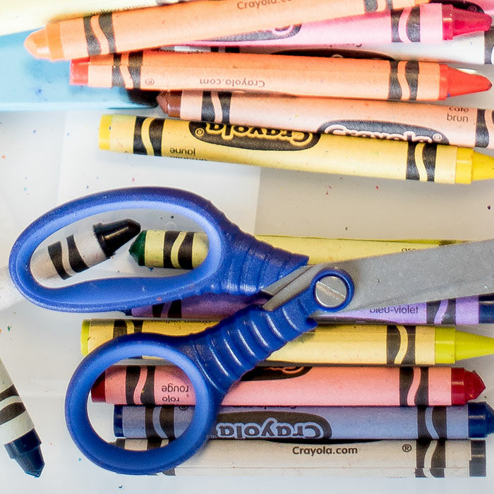 Crayons and scissors